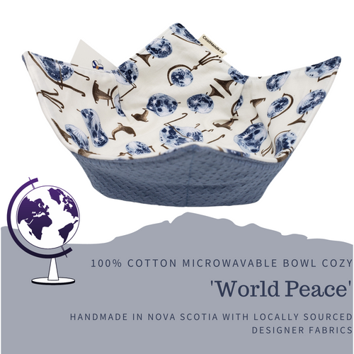 100% Cotton Microwavable Bowl Cozy - World Peace