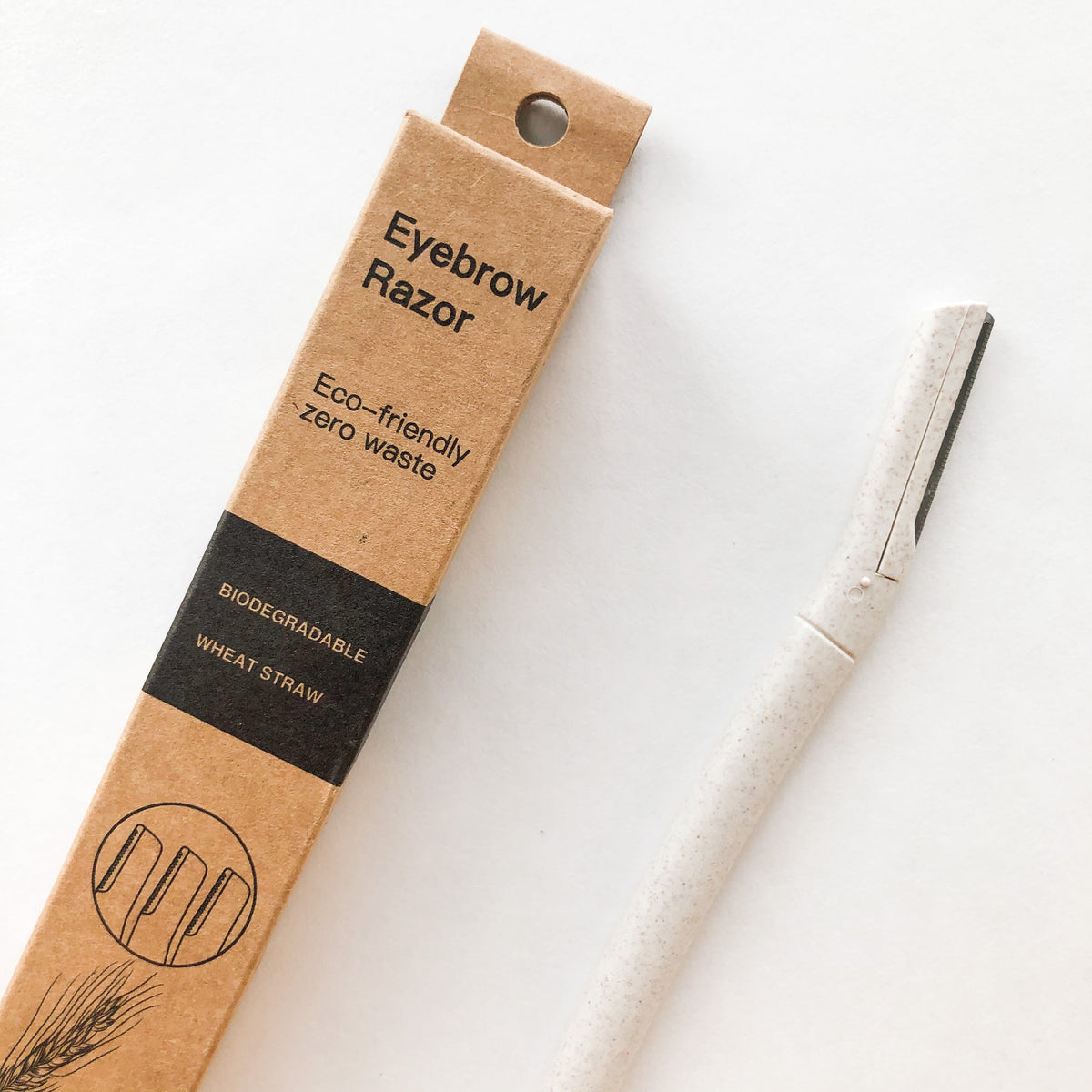 Biodegradable Wheat Straw Eyebrow Razor Trimmer - Eco Friendly Sustainable Facial Dermaplaning Razor - Set of 3